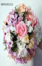 Boule de fleurs artificielles Rose hortensia support de fleur en fer simulation couronne de roses fleurs en soie mariage décoratif route menant fleur5972058
