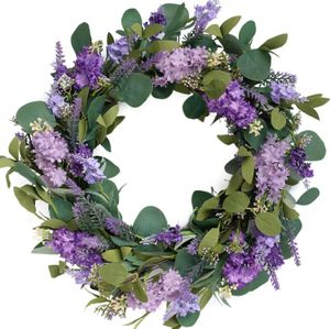 Feuilles d'eucalyptus artificielles, couronne florale décorative de ferme rustique pour porte d'entrée, fenêtre, mariage, printemps juchiva
