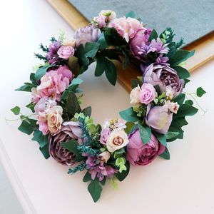 Guirlande de fleurs artificielles couronnes de soie maison rétro couleur noeud arrangement de mariage simulation pivoine décoration en gros