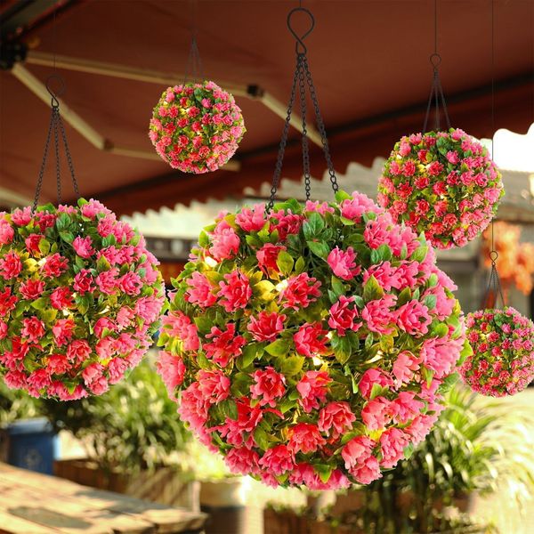 Boule d'herbe de fleur artificielle suspendue lampes suspendues solaires lampe jardin salle bar restaurant plante éclairage décoration