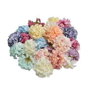 Cabeza de flor artificial 50 unids/lote 4,5 CM hortensia hecha a mano fiesta de boda decoración del hogar DIY corona regalo álbum de recortes flor artesanal EEA379