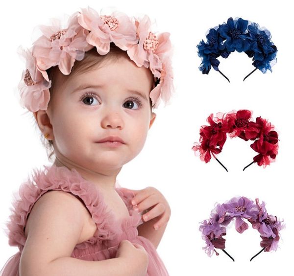 Diademas de flores artificiales para niñas y niños, accesorios para el cabello, diademas, gorros para niños pequeños