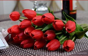 Fleur artificielle haute qualité toucher réel PU tulipe bureau mariage décoration de la maison cadeau multicolore JIA201