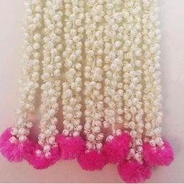 Guirlandes de fleurs artificielles de jasmin Gajra, accessoires pour cheveux indiens/décoration de la maison Pooja à suspendre au mur Toran pour porte d'entrée de mariage, articles de décoration Onam