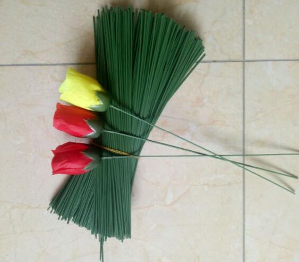 Poteau de fleurs artificielles, décorations de mariage, accessoires de bricolage, poteau en plastique avec fil de fer, 100 pièces/sac, tige de Rose artificielle de 20 à 40cm de long