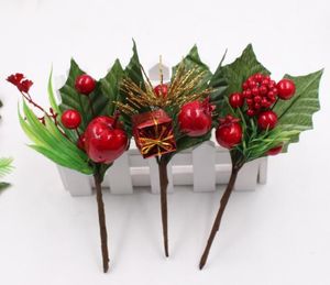 Fleur artificielle rouge perle étamine baies branche pour mariage décoration de Noël bricolage Saint Valentin cadeau boîte artisanat flowe GB748
