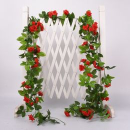 Kunstmatige bloem wijnstok nep zijde rose klimop bloemen voor bruiloft decoratie wijnstokken hangende garland home decor