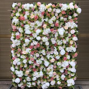 Pannelli murali di fiori artificiali Rosa rosa Ortensie bianche e fiori finti verdi Gypsophila con evento GY857 Ghirlande decorative