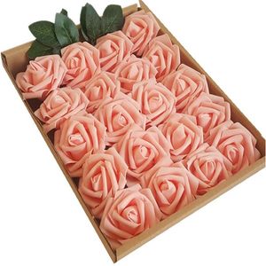 Fleurs Artificielles 20 pcs Rouge Foncé Faux Roses pour DIY Bouquets De Mariage Centres De Table Arrangements Fête Maison Decorations190o