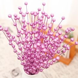 Kunstbloemen Kerstmis Berry Golden Branch Fake Planten stengel boomkrans Diy Home Kerstbasis Decor Decor Table Craft Gifts