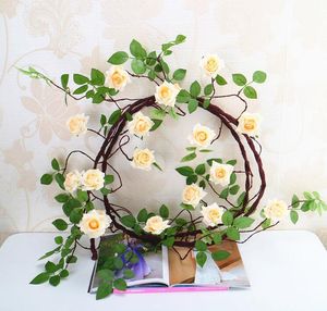 Fleurs artificielles moussantes vigne rose rotin rose de haute qualité pour les décorations de mariage 3 mètres de long moussant rotin arbre flétri