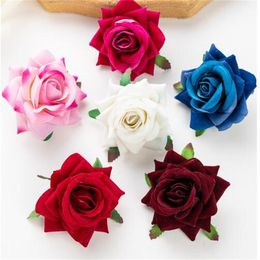 Fleurs artificielles pour Scrapbook, décoration du nouvel an, mariage, jardin extérieur, noël, maison, boîte à bonbons, Roses roulées en flanelle