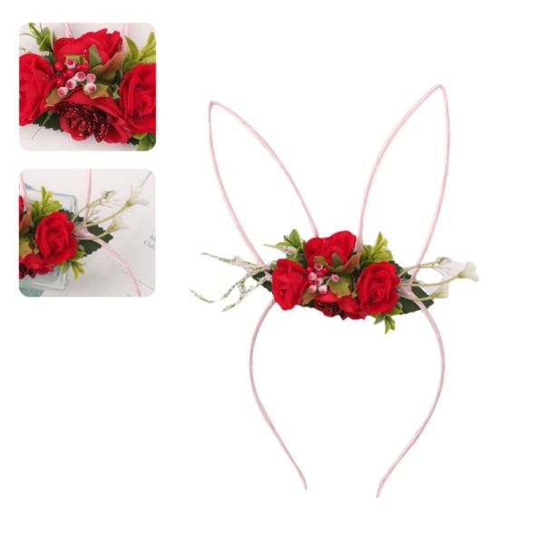 Fleurs artificielles bandeau Bunny oreilles de cheveux Costume de costume de cosplay de Noël de Pâques