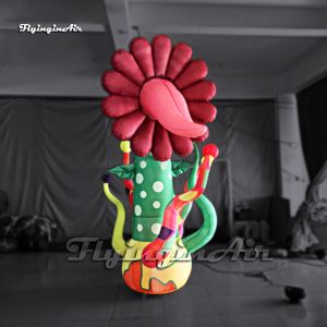 Flores artificiales Flor caníbal inflable 3m Modelo de planta de la selva Árbol de flores soplado por aire con lengua para decoración de jardines y patios