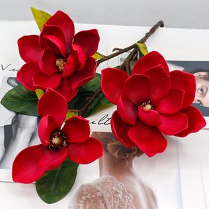 Kunstbloemen grote maten 3 koppen magnolia bloem voor bruiloftdecoraties