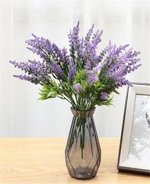 Fleurs artificielles Lavender Church Garden Birthday Party Decoration Fleur Bouquet pour le mariage à la maison fausses couronnes décoratives 9794577