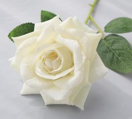 Kunstbloemen Enkele stam Rose Flowers for Wedding Home Decoraties Valentine Day Gift Fluwelen Materiaal Kunstmatige Rose Bloemen