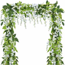 Kunstbloemen Vine Garland Wisteria Silk Fake Rattan Opknoping Flower Romantic Wedding Arch Decoration klimopplanten