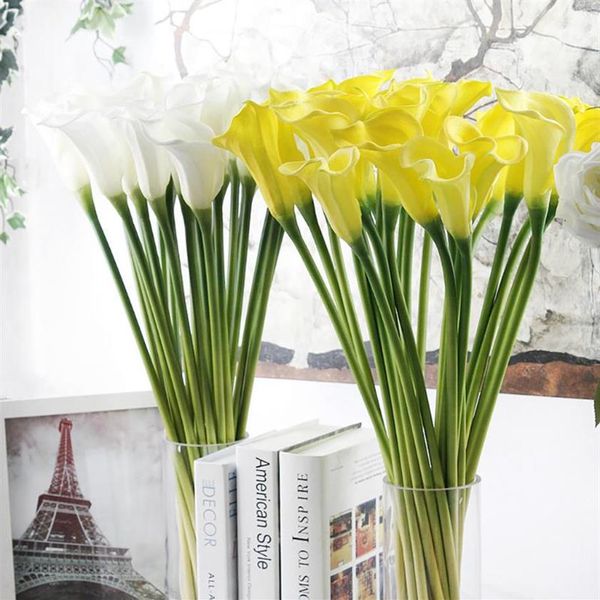 Fleurs artificielles pour décoration de mariage, Bouquets de fleurs de lys Calla Pu, plantes d'automne pour la maison, fausses fournitures florales pour fête, 226O