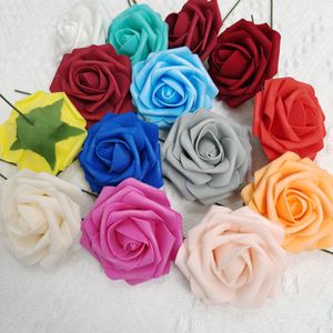 Roses en mousse artificielle pour décoration de mariage têtes de fleurs balles pour plusieurs couleurs de 8 cm de diamètre avec poteau