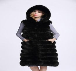 Manteau de fourrure artificiel manteau moelleux hivernal avec capuche en fourrure fausse vison