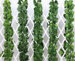 Kunstmatige groene klimop bladeren plastic wijnstokken druif garland planten gebladerte bloemen muur voor opknoping decoratie fabrikant Prijs