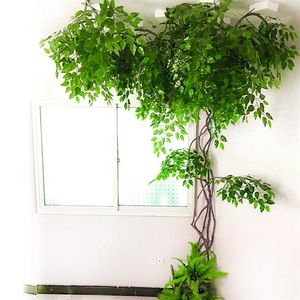 Plantes vertes artificielles Winding Vine Indoor Vine False Banyan Tree Branch Vine Living Room Family Office Wedding Decoration 211104