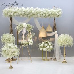 Artificial Gypsophila Baby Breath Flower Row Arreglo Mesa de boda Centros de mesa Bola floral Escaparate Accesorios blancos 240105