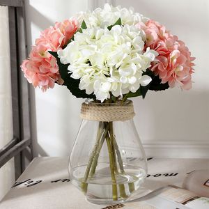 Flor de hortensias artificiales Flower Single Silk Flower 6 Colores para centros de mesa de bodas Flores decorativas