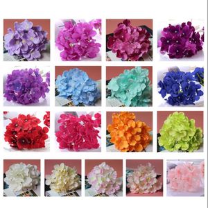 Artificielle Hortensia Tête De Fleur 15 CM Diamètre Mariage / Fête / Maison DIY Fleur Décoration Murale 18 Couleur 1 Lot = 50 Pcs