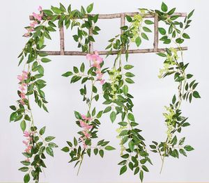 Kunstmatige klimop bloemen zijde bloem wisteria wijnstokken bloem rotan voor bruiloft middelpunt decoraties 2m lange vijf kleuren garland thuis ornament