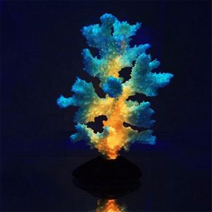 Artificial Luminoso Coral Planta Pecera Adornos Silicona Mar Anémona Acuario Paisaje Decoración Acuario Accesorios Y200917