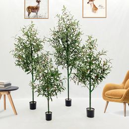 Branches d'olive artificielles fausses plantes de bureau en pot salon de la maison de bonsaï de plancher 240325