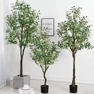 Olive artificiel avec des branches et des fruits verts hauts fausses en pot en pot pour le bureau à domicile décoration de plancher 240325