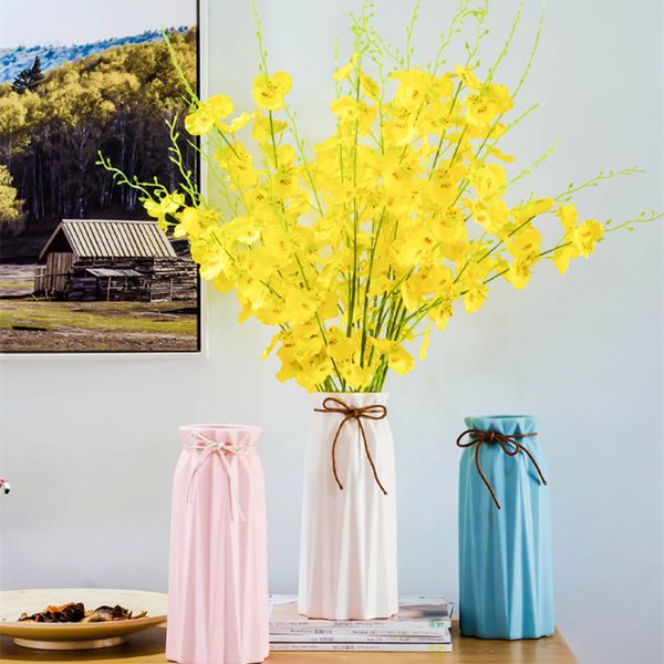 Flores de orquídeas artificiales, 5 ramas, seda de alta calidad, Oncidium Hybridum, orquídeas de muñecas danzantes para el hogar, boda, decoración del jardín, 8 colores