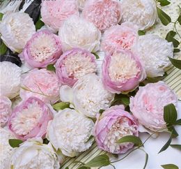 Kunstmatige Peony Bloem Hoofd Bruiloft DIY Hoofddeksels Zijde Bloem Rose Head Grote Simulatie Decor Fake Flower Wandmaterialen GB226