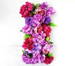 Artificiel Peony Rose Hortengea Row Mariage Falle Flower Wall Decoration Forme Duy Combinaison Arc de mariage Arrange 4870790