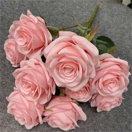 Kunstmatige roze roos nepbloem bruiloft bruidsboeket fotografie rekwisieten huis tuin decoratie simulatie zijden rozenboeket