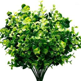 Plantas artificiales Faux Boxwood Arbustos Paquete de 6 Follaje verde falso realista con 42 tallos para jardín Patio Boda Offi1205r