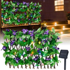 Plantes artificielles LED lierre guirlande fausse feuille vignes clôture extensible avec chaîne de lumière solaire extensible intimité Faux