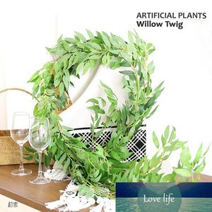 Kunstmatige planten Silk Willow Garland Kran Rattan Fake Vines Twigs Hangende zijde Groen blad Diy Home Wedding Wandfeest Decoratie