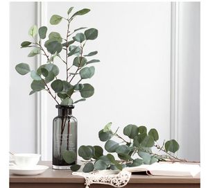 Kunstmatige plastic eucalyptus boomtak blad voor bruiloft decoratie bloem arrangement tuin kerstfaux zijden groen plant 3 c9079557