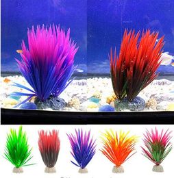 Plantes vertes artificielles en plastique, narcisse, herbe d'eau, décor d'aquarium, ornement GB347