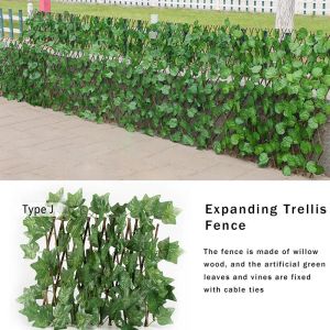 Clôture de jardin rétractable artificielle Vins Vins Fence Fence Extensible Faux Ivy Cadre d'escalade