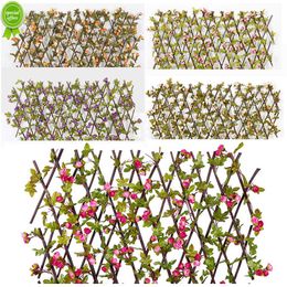 Artificielle Rose Fleur Jardin Confidentialité Clôture Mur Feuille Bois Télescopique Expansion Treillis Vigne Escalade Cadre Jardinage Décor À La Maison