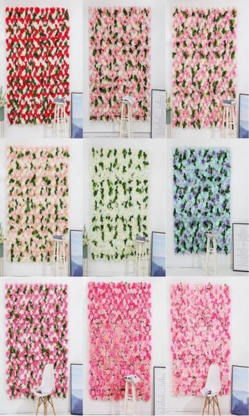 Artificiel Rose Flower Row Wedding Decorated Wall Fteal Flower Art Po Shop Floral Contexte décorations 1331550