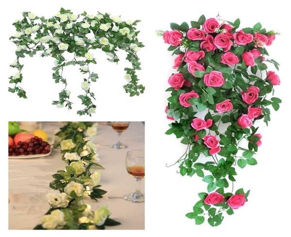 Artificial Rose Flower Vines Decoraciones de boda Seda Rose Wisteria Flower Rattan Home Garden DIY Garland Party Table Centerpiece 2167174