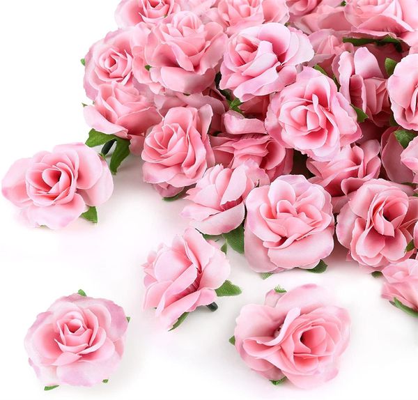 Roses artificielles en vrac, 4 cm, petites têtes de fleurs en soie pour décoration, travaux manuels, centres de table de mariage, fête prénuptiale, décoration d'intérieur