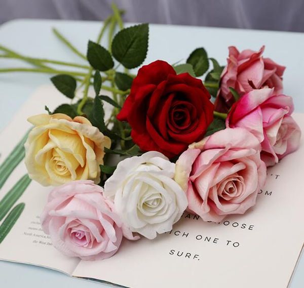 Fleurs de roses artificielles en flanelle, couronnes de roses, bouquets de mariage, Corsage, poignet, fleur, pièce maîtresse, décoration de fête à domicile, WL926