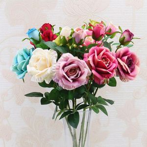 Rose artificielle fleurs pour bébé douche anniversaire maison jardin boîte-cadeau décoration mariée mariage Saint-Valentin Bouquet 2 têtes de fleurs